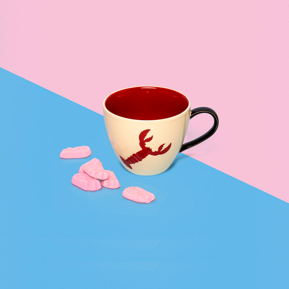 colourful creative product photo of mug and sweets